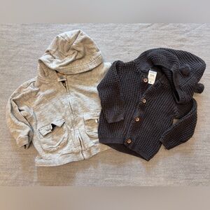 Gray and Black Kids Hooded Jacket and Cardigan Set 3-6m/6m